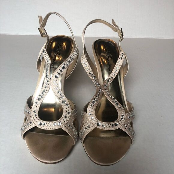 Lulu Townsend dressy sandals Champagne Lt Nikita rhinestones Size 8 in box - Picture 3 of 10